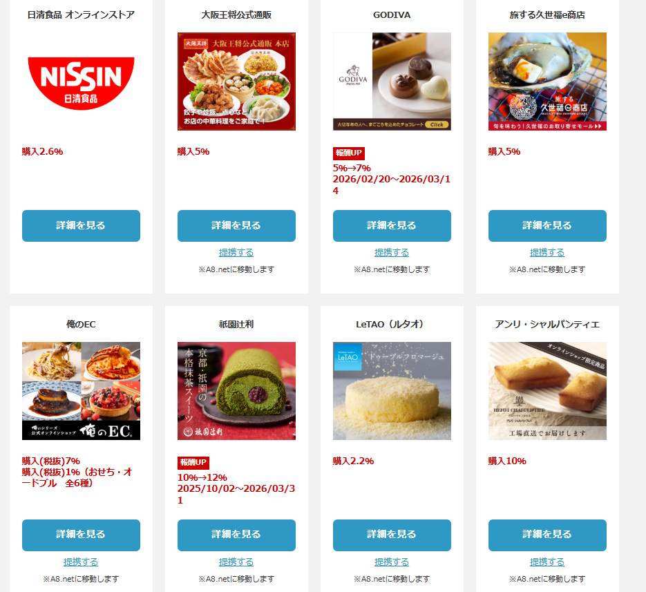 食品系のセルフバック案件