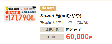 インターネット回線のセルフバック案件